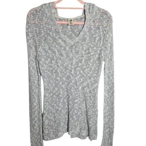 Roxy Gray Marled Hooded Knit Pullover Sweater XL Y2K